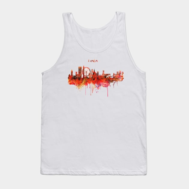 London Skyline watercolor Tank Top by Marian Voicu